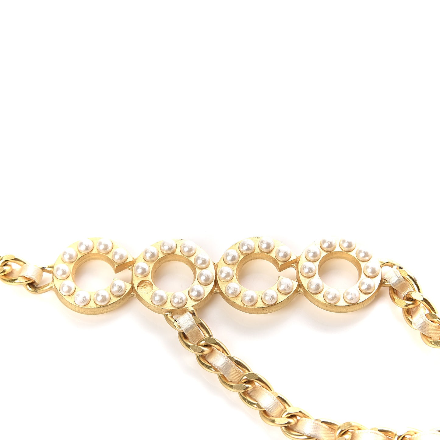 Pearl Chain Satin Coco Belt 90 Gold