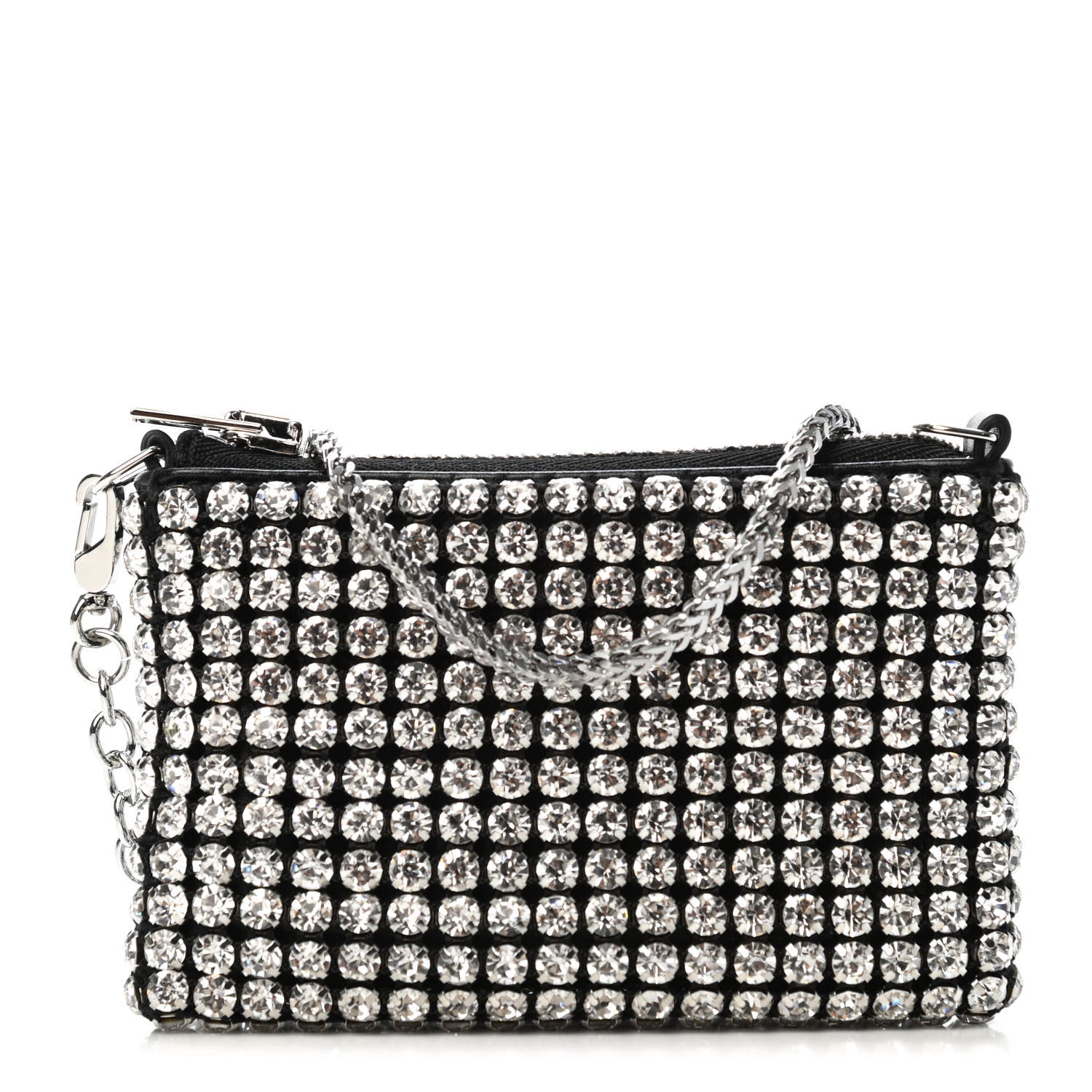 Alexander Wang Mesh Crystal Rhinestone Nano Heiress Shoulder Bag Black Silver 1 of 4