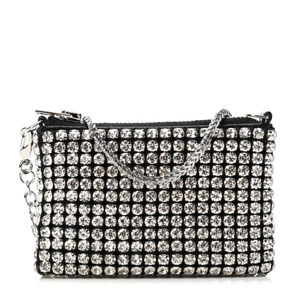 Alexander Wang Mesh Crystal Rhinestone Nano Heiress Shoulder Bag Black Silver 1 of 4