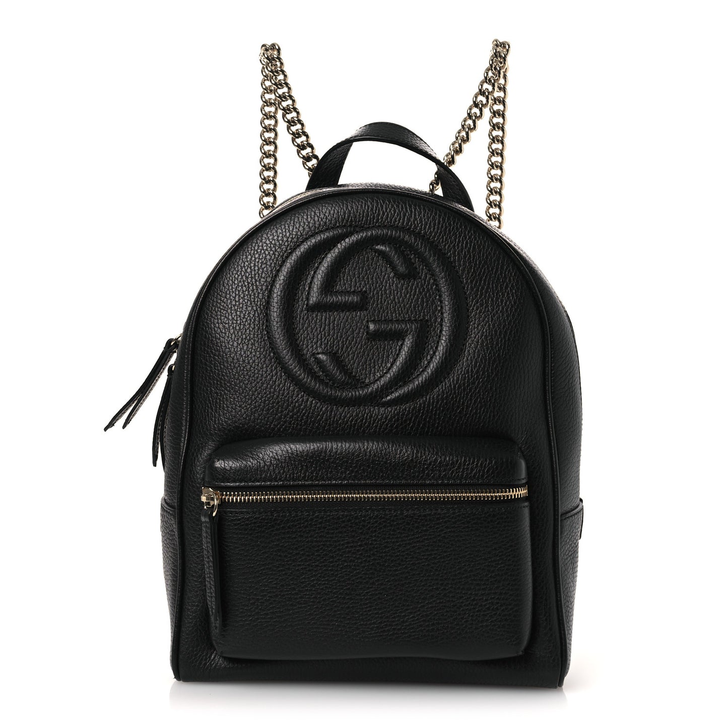 Pebbled Calfskin Soho Chain Backpack Black