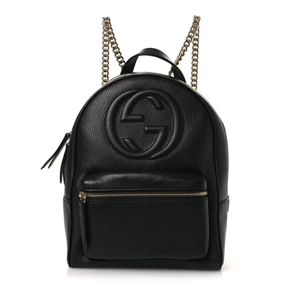 Gucci Pebbled Calfskin Soho Chain Backpack Black 1 of 9