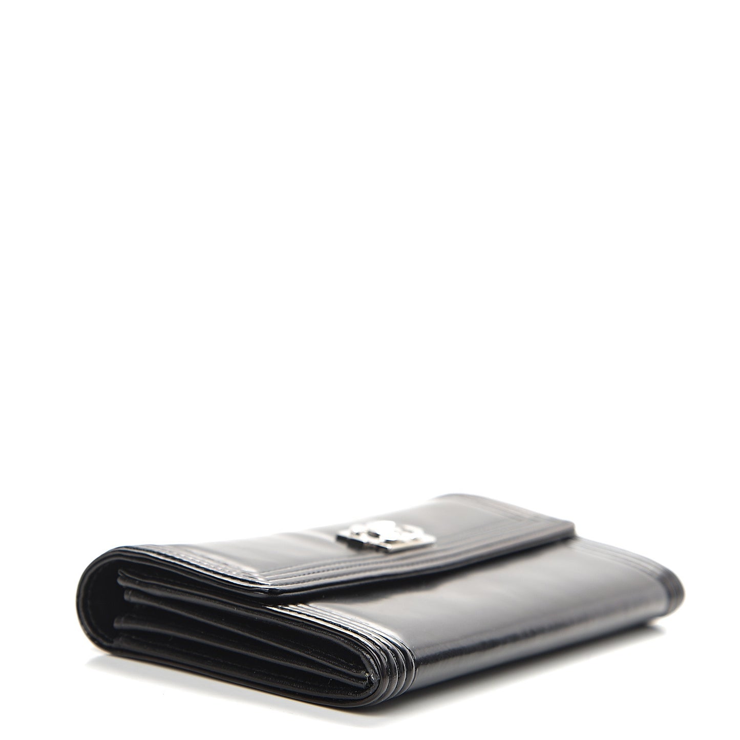 Glazed Calfskin Boy Flap Wallet Black