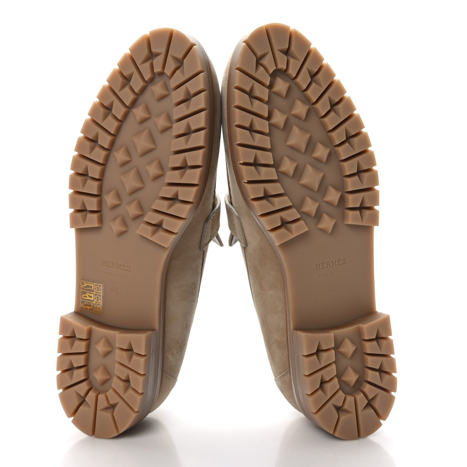Hermes Suede Goatskin Womens Faubourg Loafers 40 Beige Argile 5 of 8