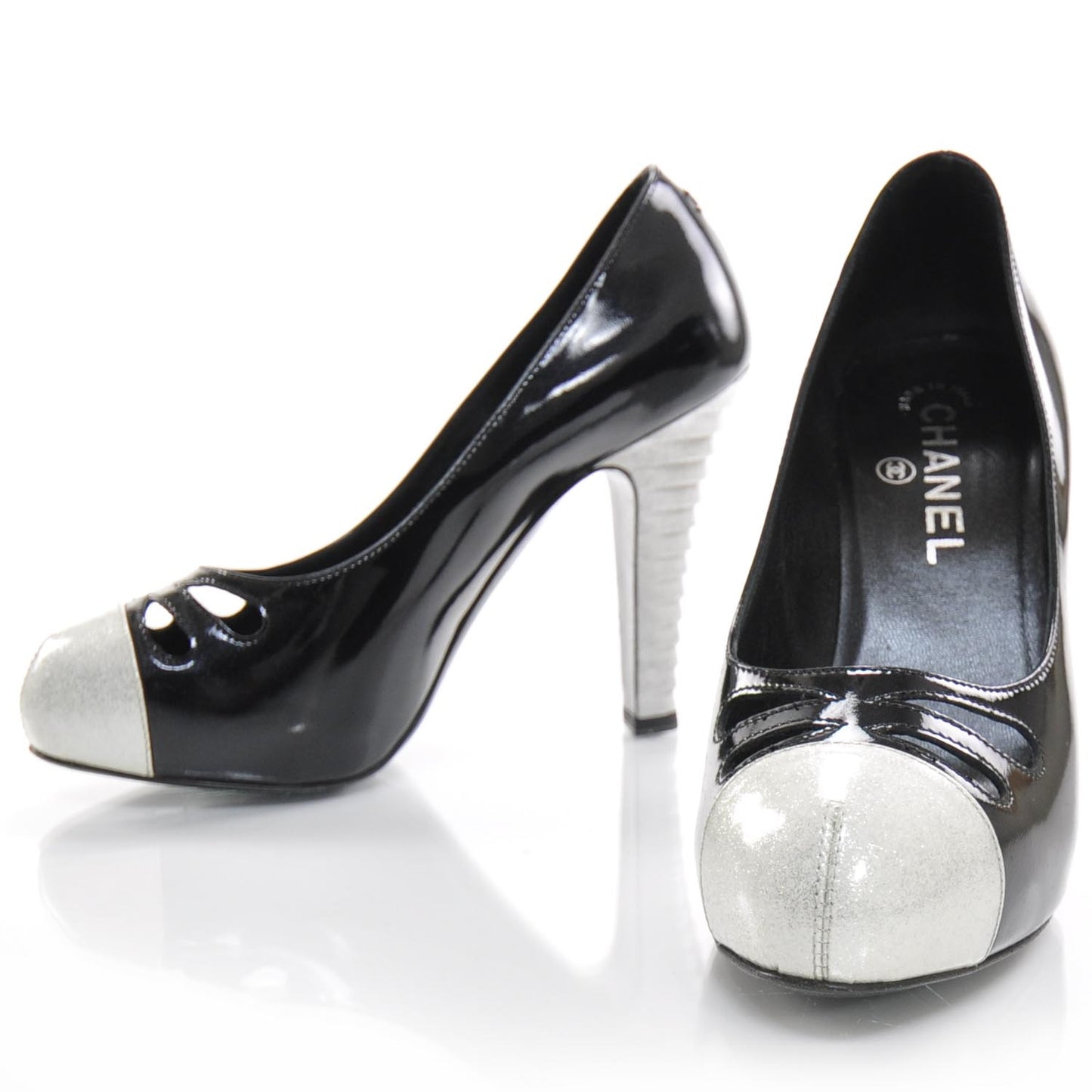 Patent Glitter Cap Toe Pumps 36