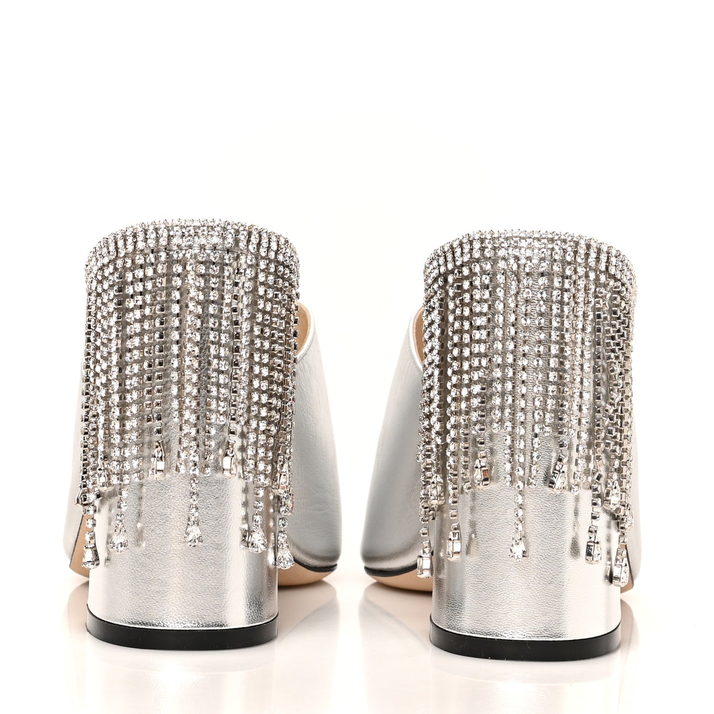 Metallic Nappa Baia 100 Mules 39.5 Silver