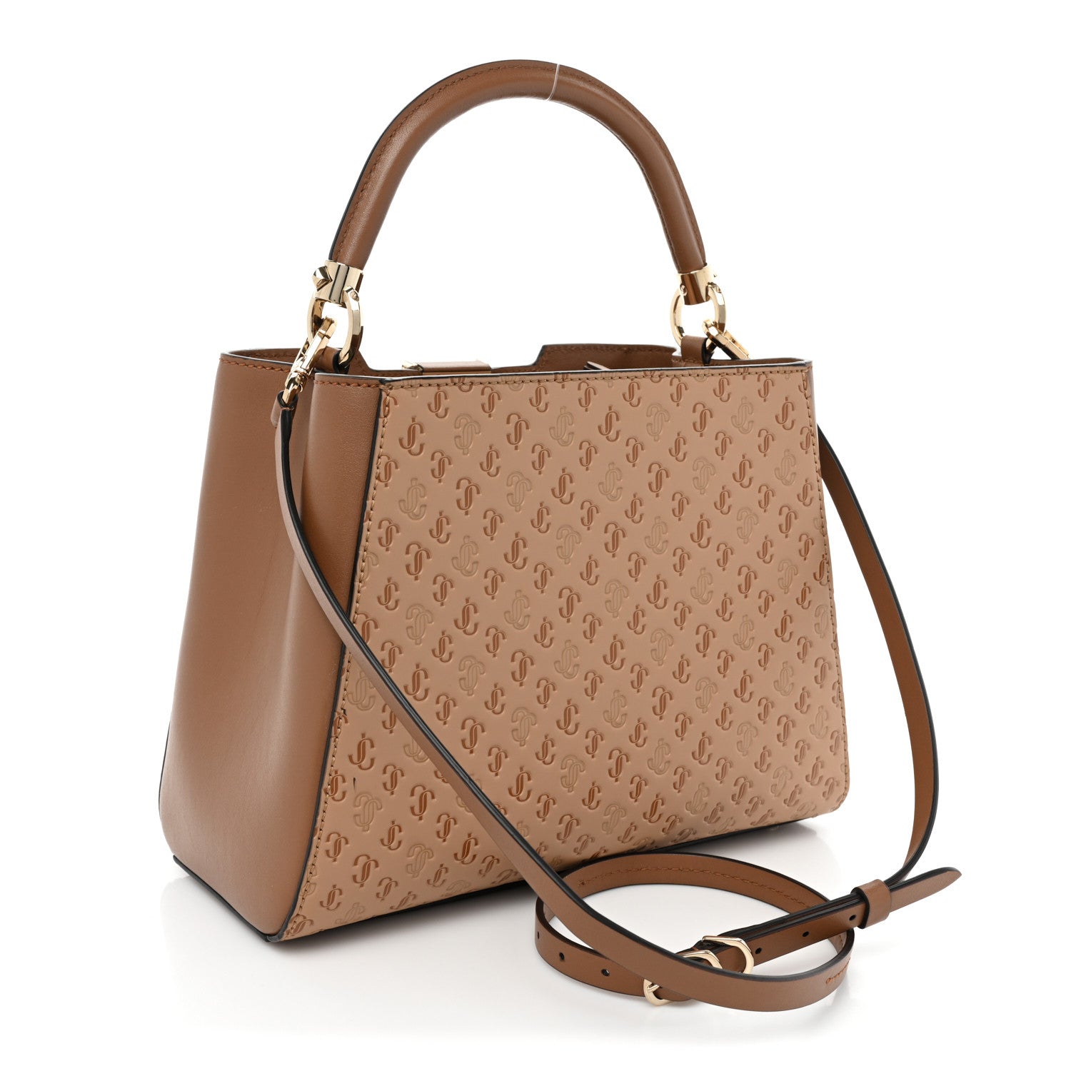 Jimmy Choo Calfskin Medium Varenne Top Handle Satchel Tan 3 of 12