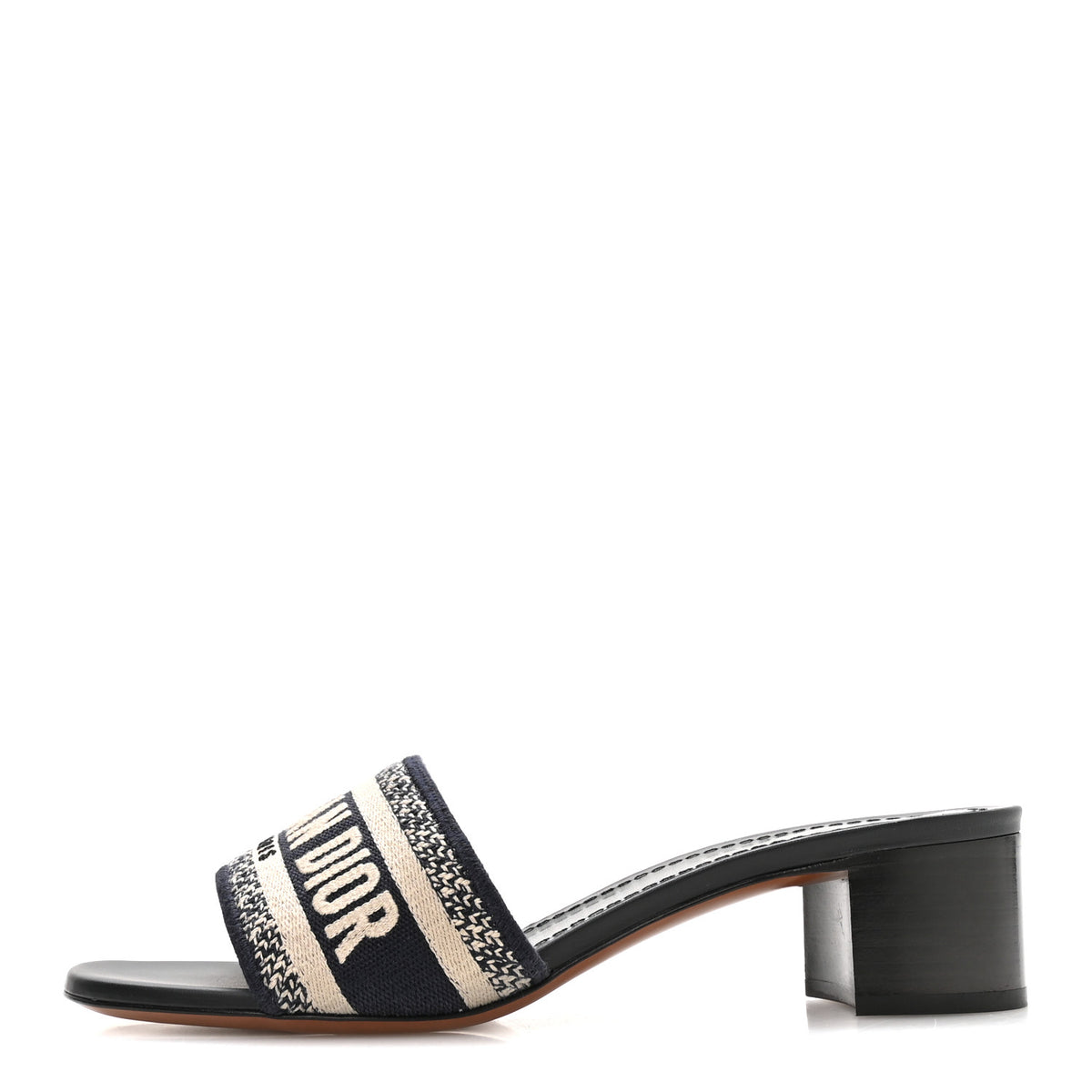 Cotton Embroidered Dway 40mm Slide Sandals 38 Deep Blue