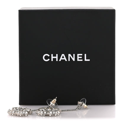 Chanel Baguette Crystal CC Drop Earrings Silver 4 of 4