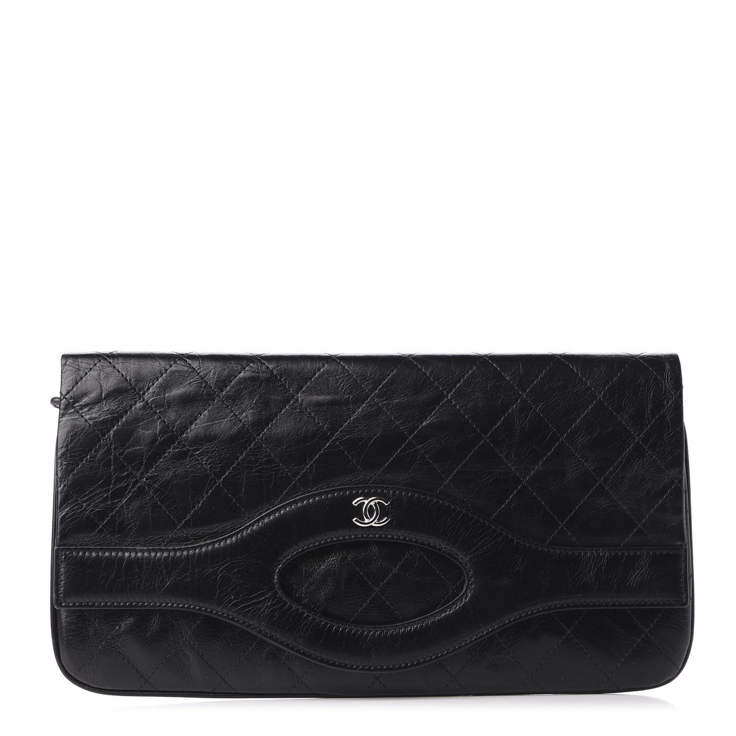 Shiny Crumpled Calfskin Small 31 Pouch Black