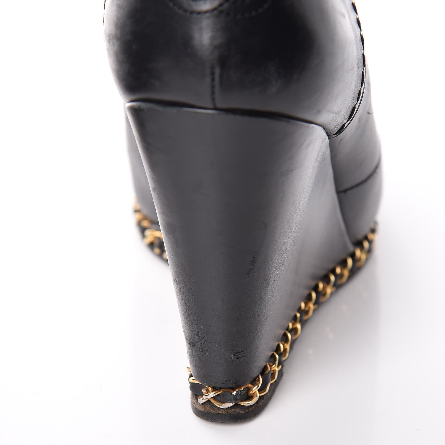 Chanel Lambskin CC Chain Wedge Boots 40 Black 12 of 12