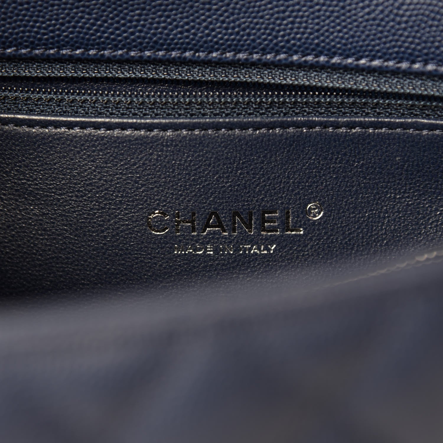 Chanel Caviar Lizard Quilted Medium Coco Handle Flap Navy 10 of 12