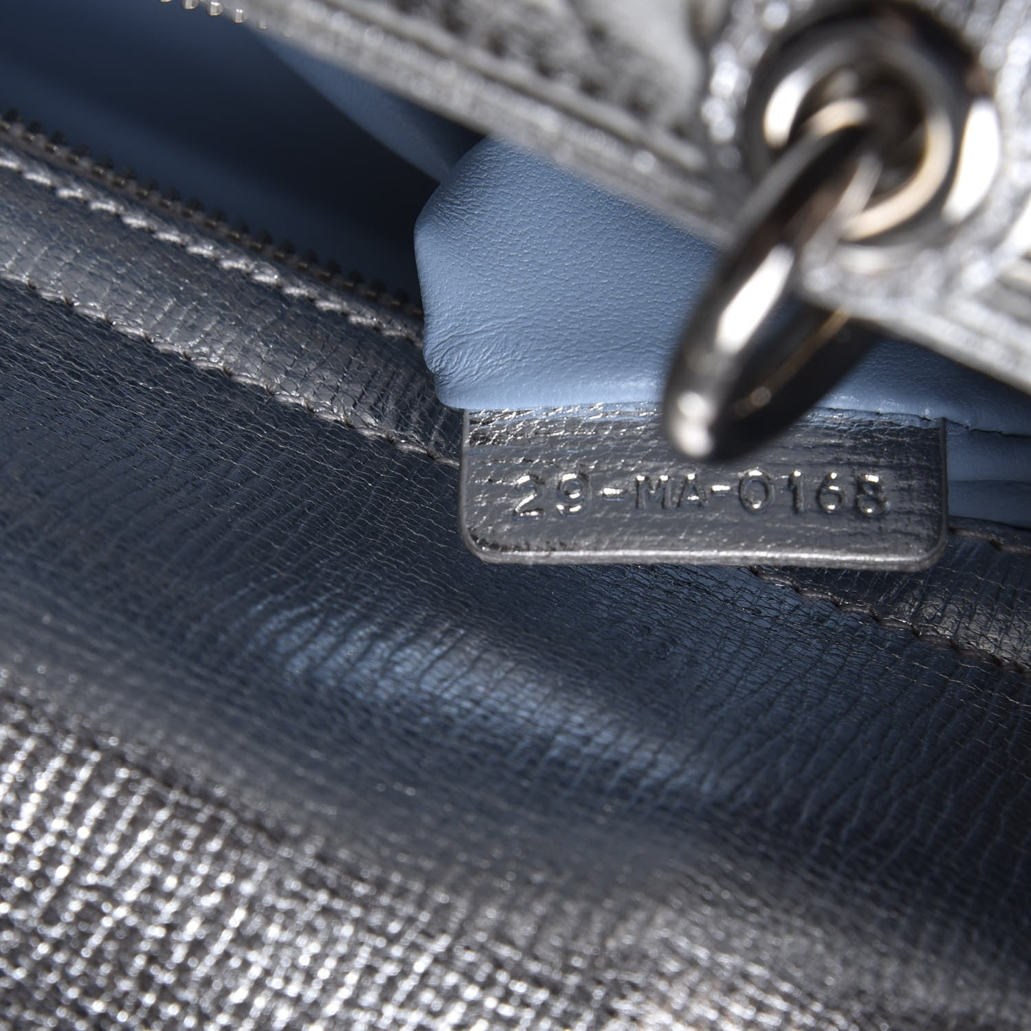 Christian Dior Metallic Grained Calfskin Cannage Small Lucky Badges My Lady Dior Silver 10 of 11