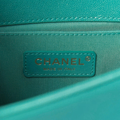 Chanel Caviar Chevron Quilted Small Boy Flap Green 9 of 11