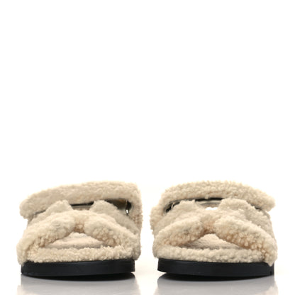 Hermes Woolskin Womens Chypre Sandals 38 Ecru 2 of 8