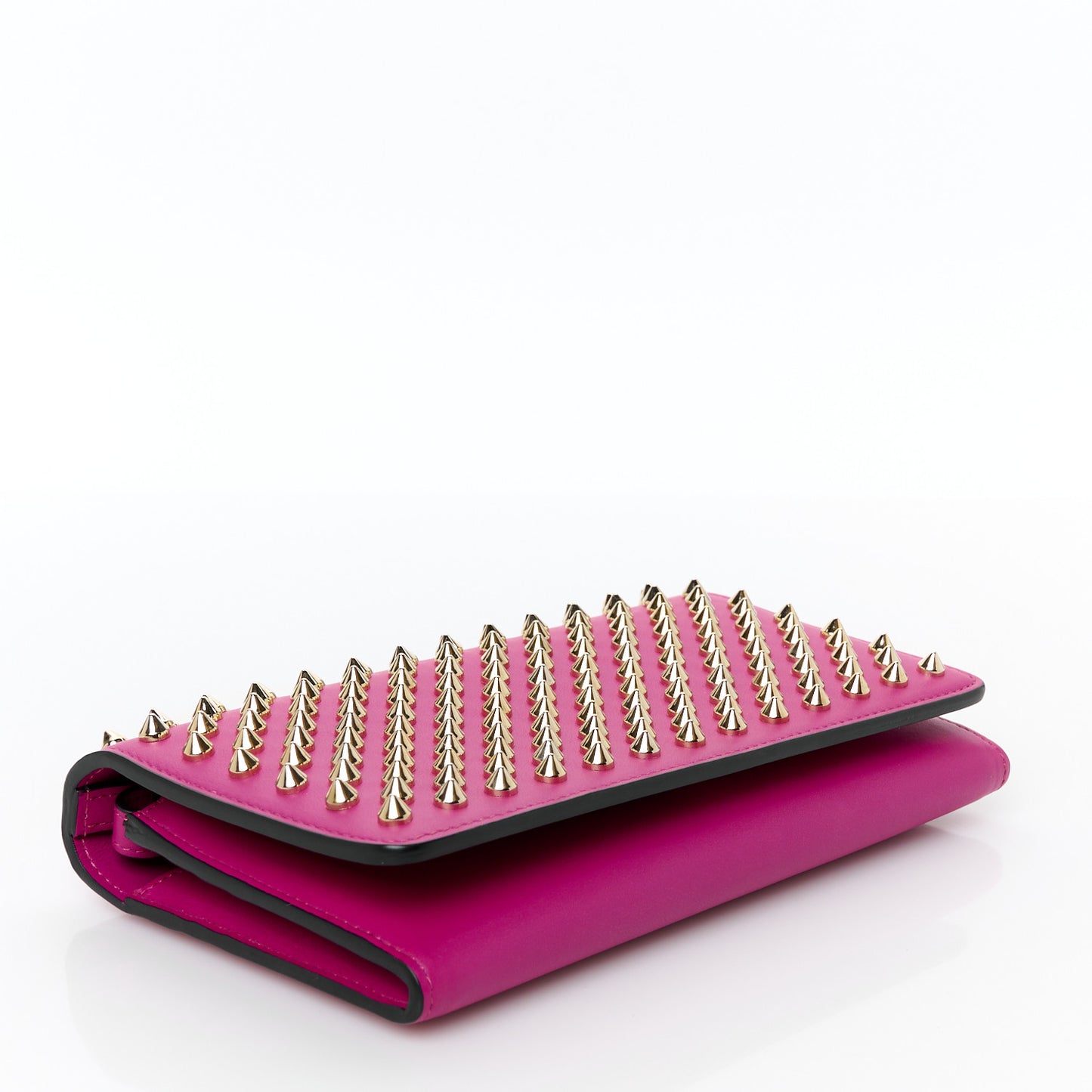 Calfskin Macaron Spiked Flap Wallet Indian Rose