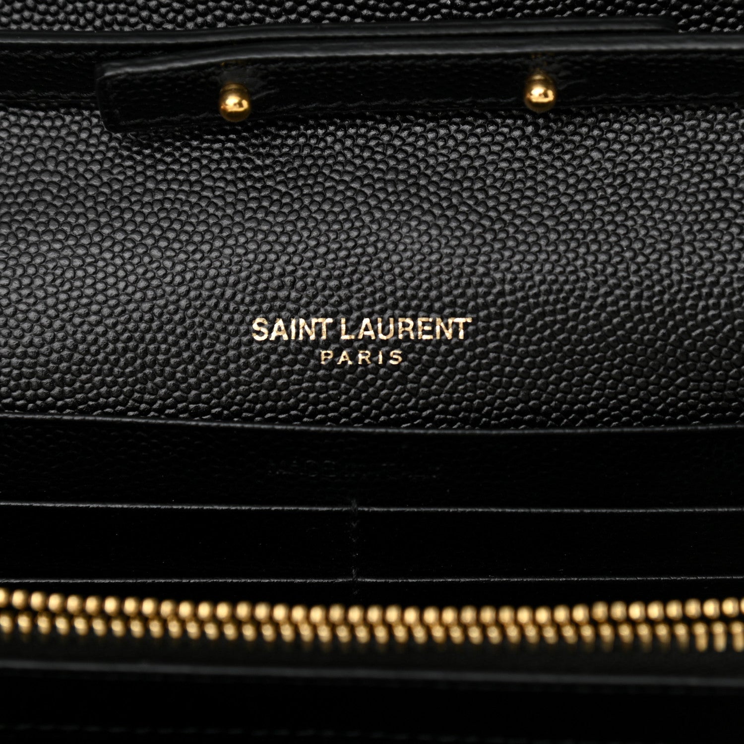 Saint Laurent Grain De Poudre Matelasse Chevron Monogram Chain Wallet Black 9 of 11