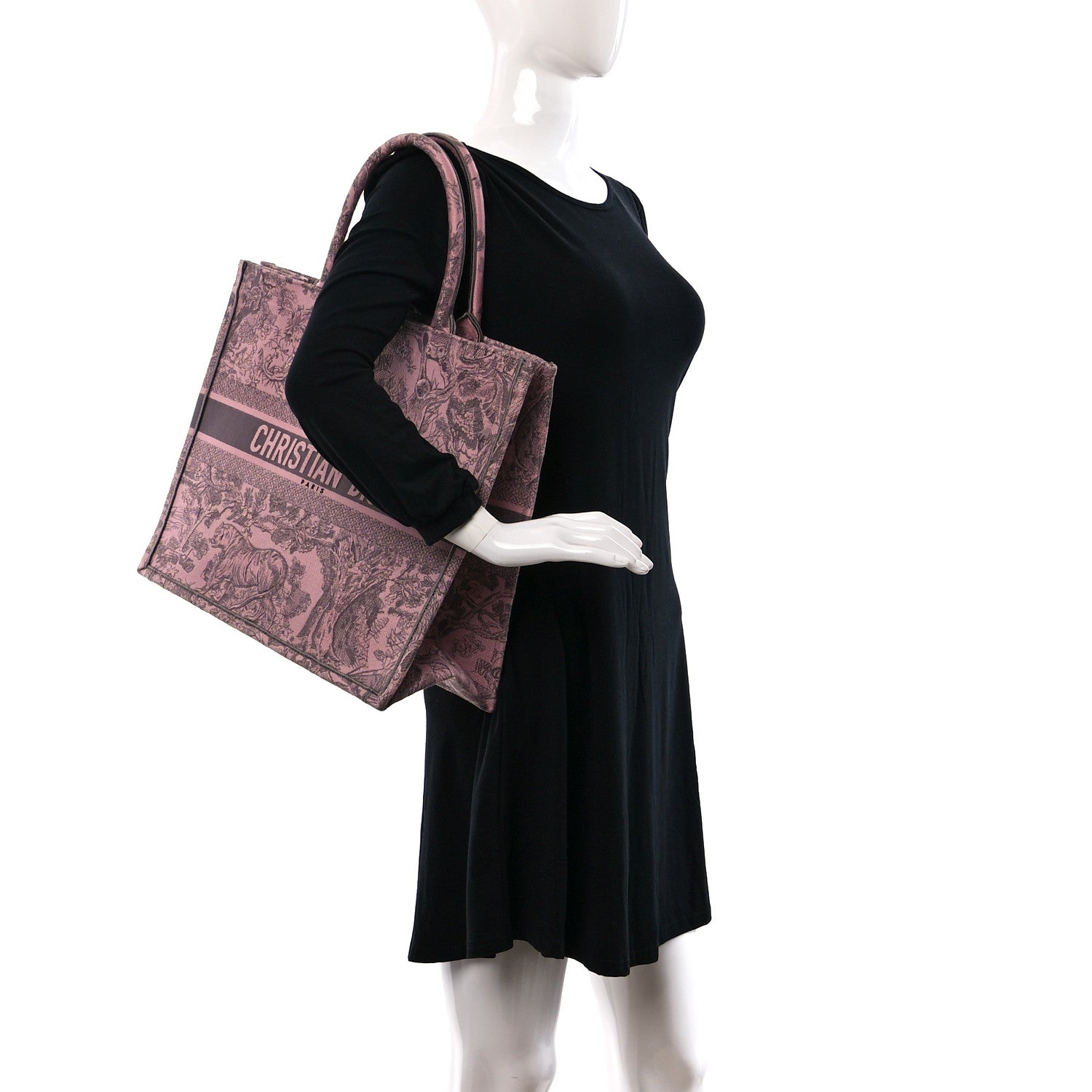 Christian Dior Canvas Embroidered Large Dioriviera Toile De Jouy Book Tote Pink 2 of 17