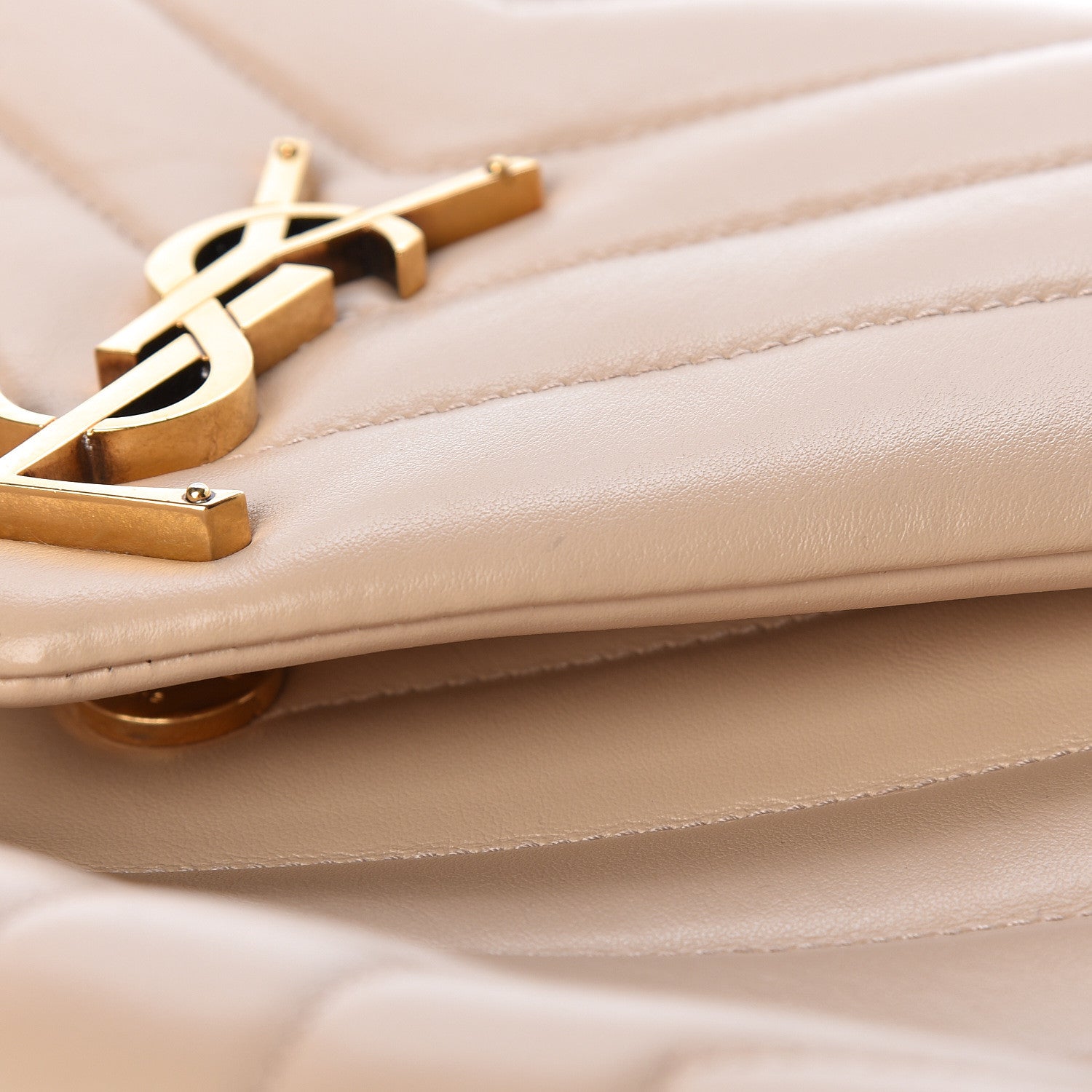 Saint Laurent Calfskin Y Quilted Monogram Medium Loulou Chain Satchel Nude Powder 11 of 15