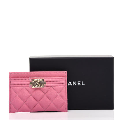 Chanel Caviar Quilted Boy Card Holder Pink 9 of 9