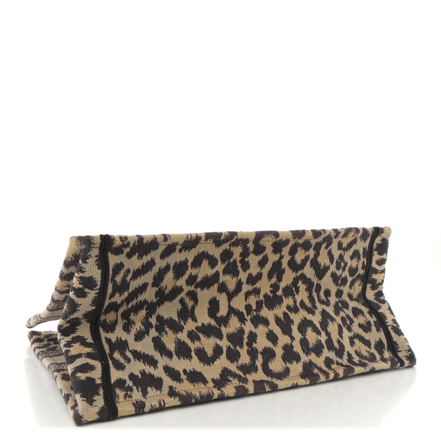 Christian Dior Canvas Mizza Embroidered Medium Leopard Book Tote Beige 4 of 12