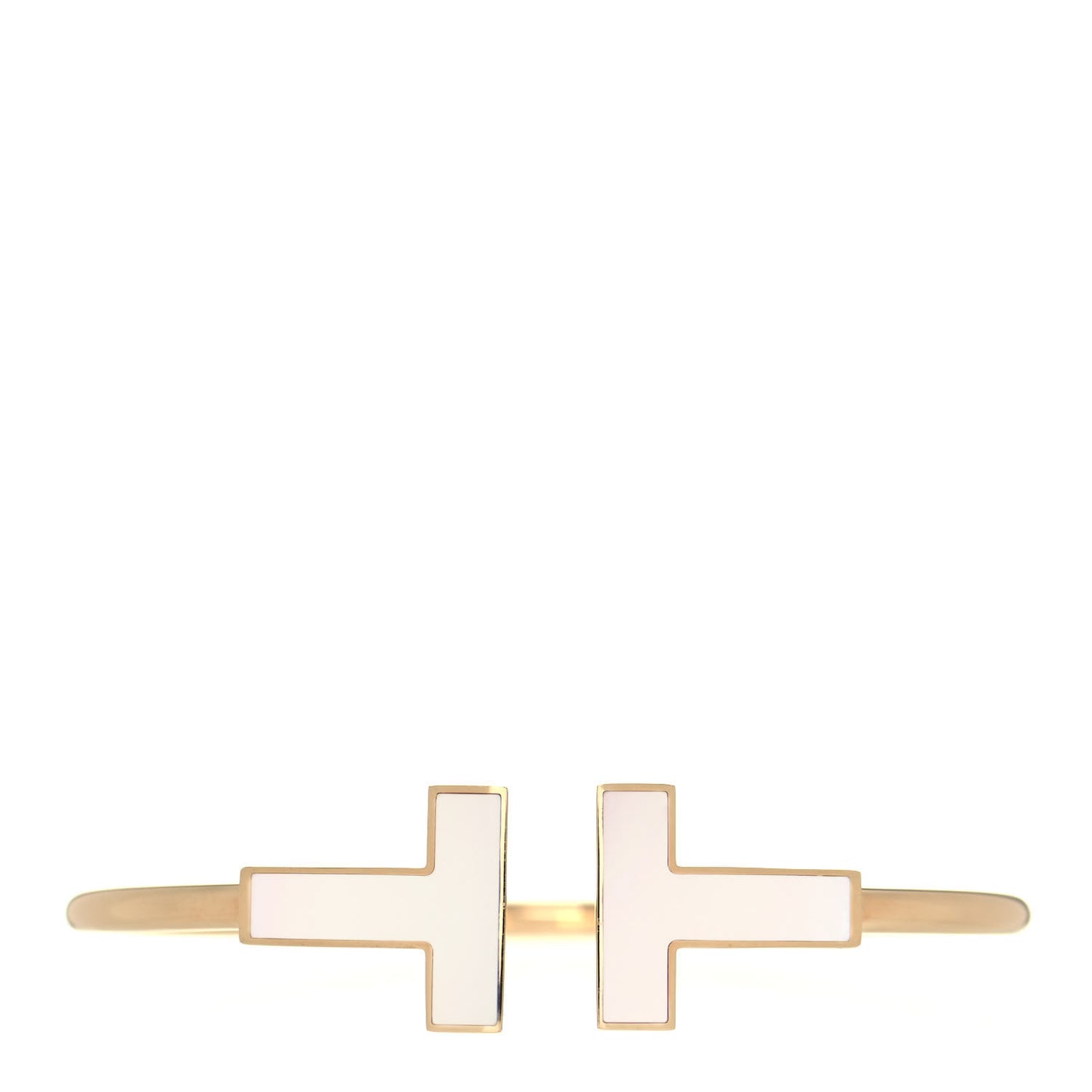 18K Yellow Gold Mother of Pearl Wide T Wire Bracelet