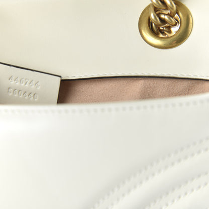 Gucci Calfskin Matelasse Mini GG Marmont Shoulder Bag White 9 of 10