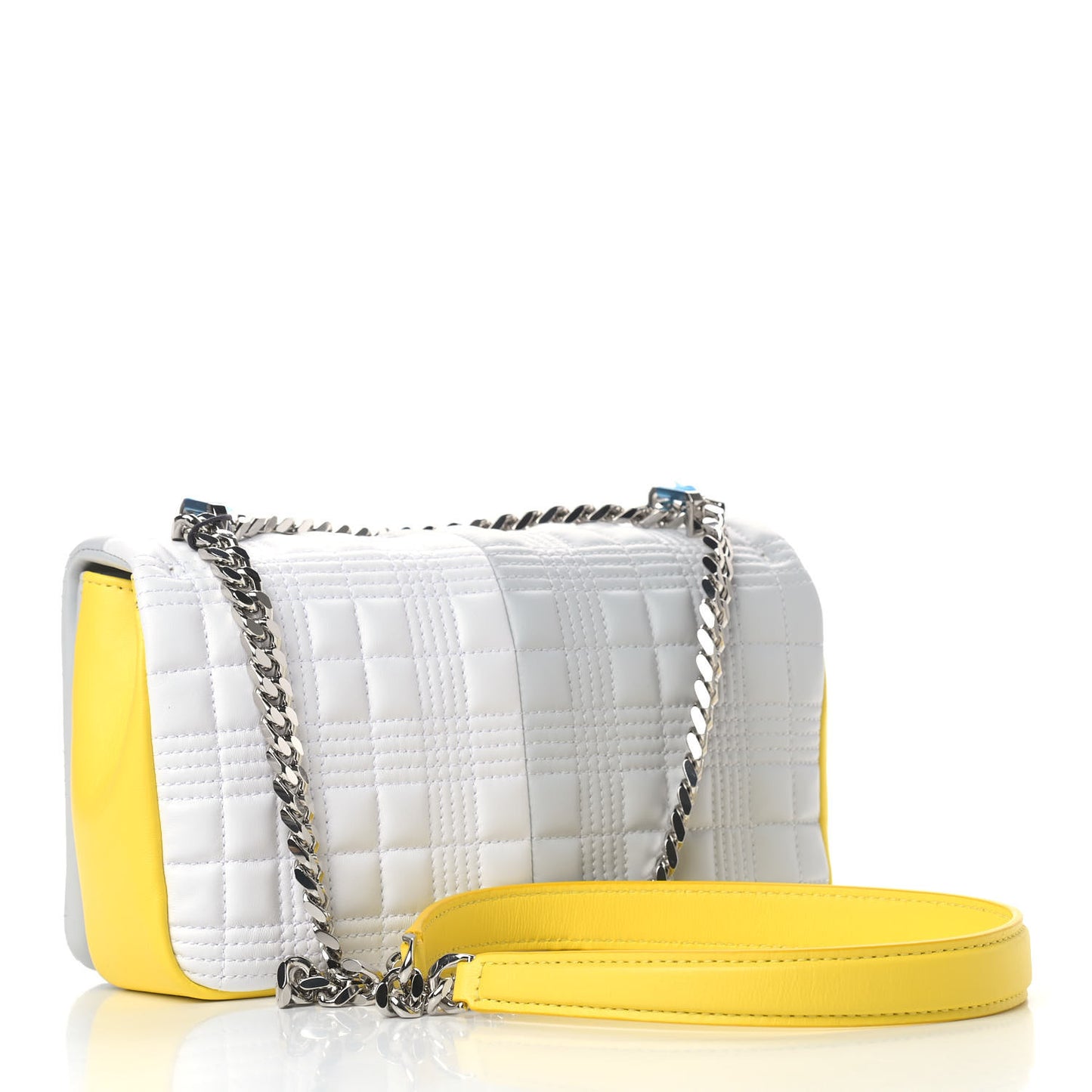 Lambskin Quilted Small Lola Bag White Grey Yellow