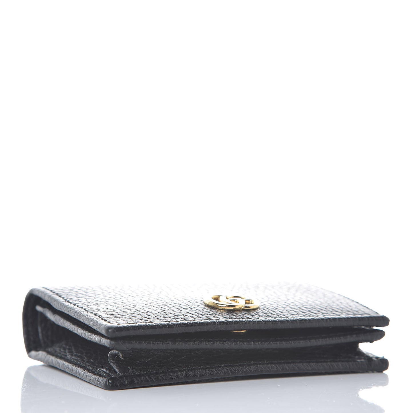 Pebbled Calfskin GG Marmont Card Case Black