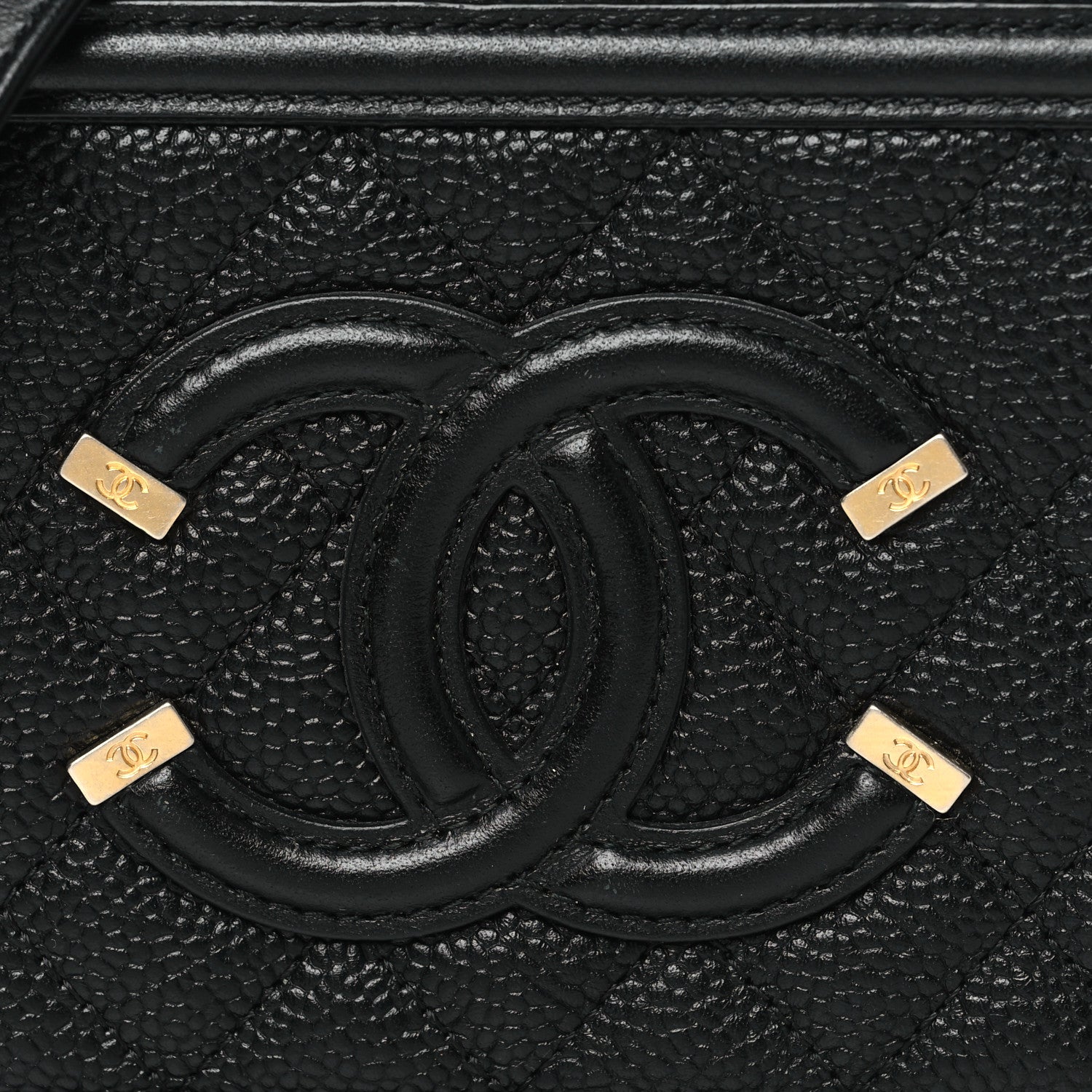 Chanel Caviar Quilted CC Filigree Vanity Clutch With Chain Black 9 of 11