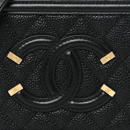 Chanel Caviar Quilted CC Filigree Vanity Clutch With Chain Black 9 of 11