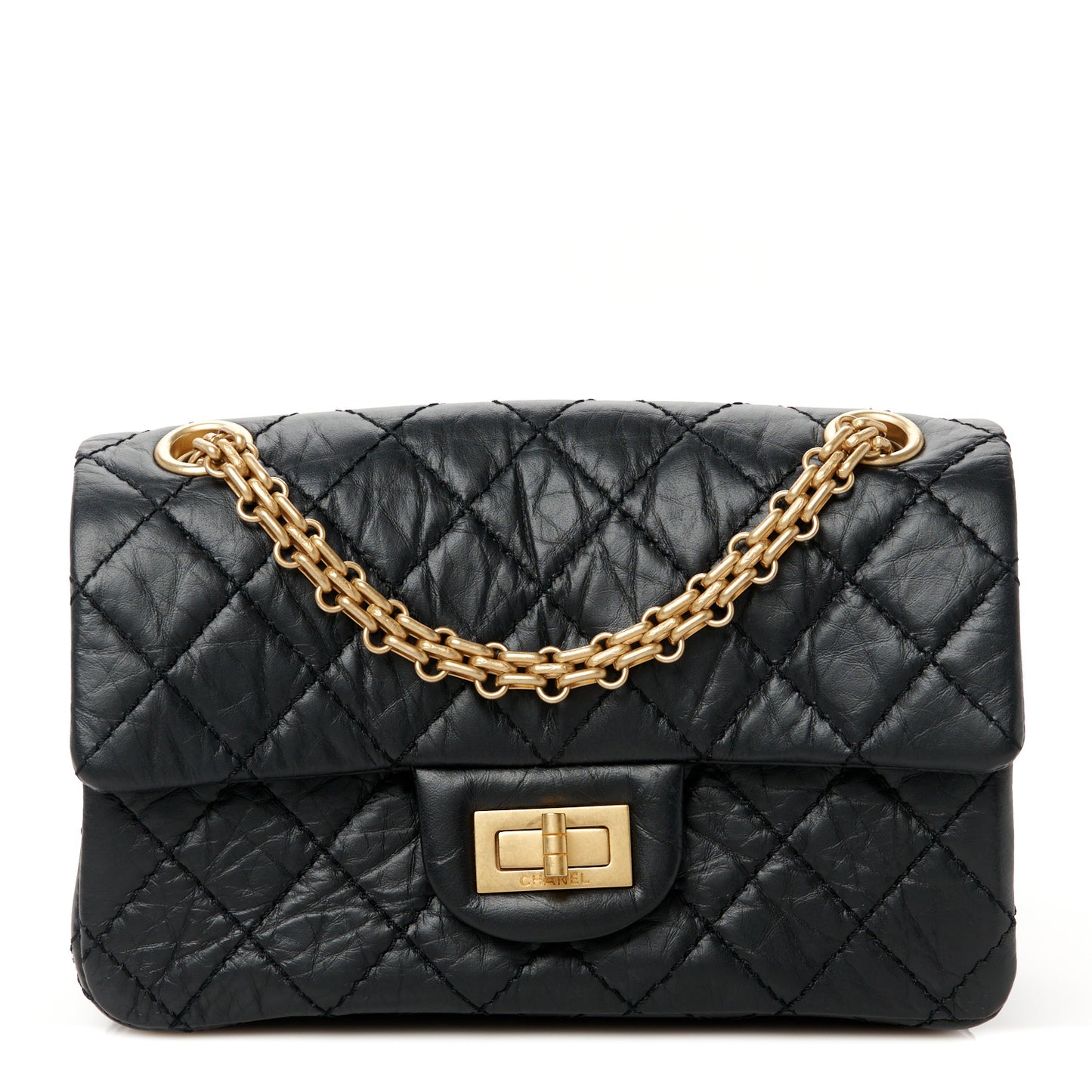 Aged Calfskin Quilted 2.55 Reissue Mini Flap Black