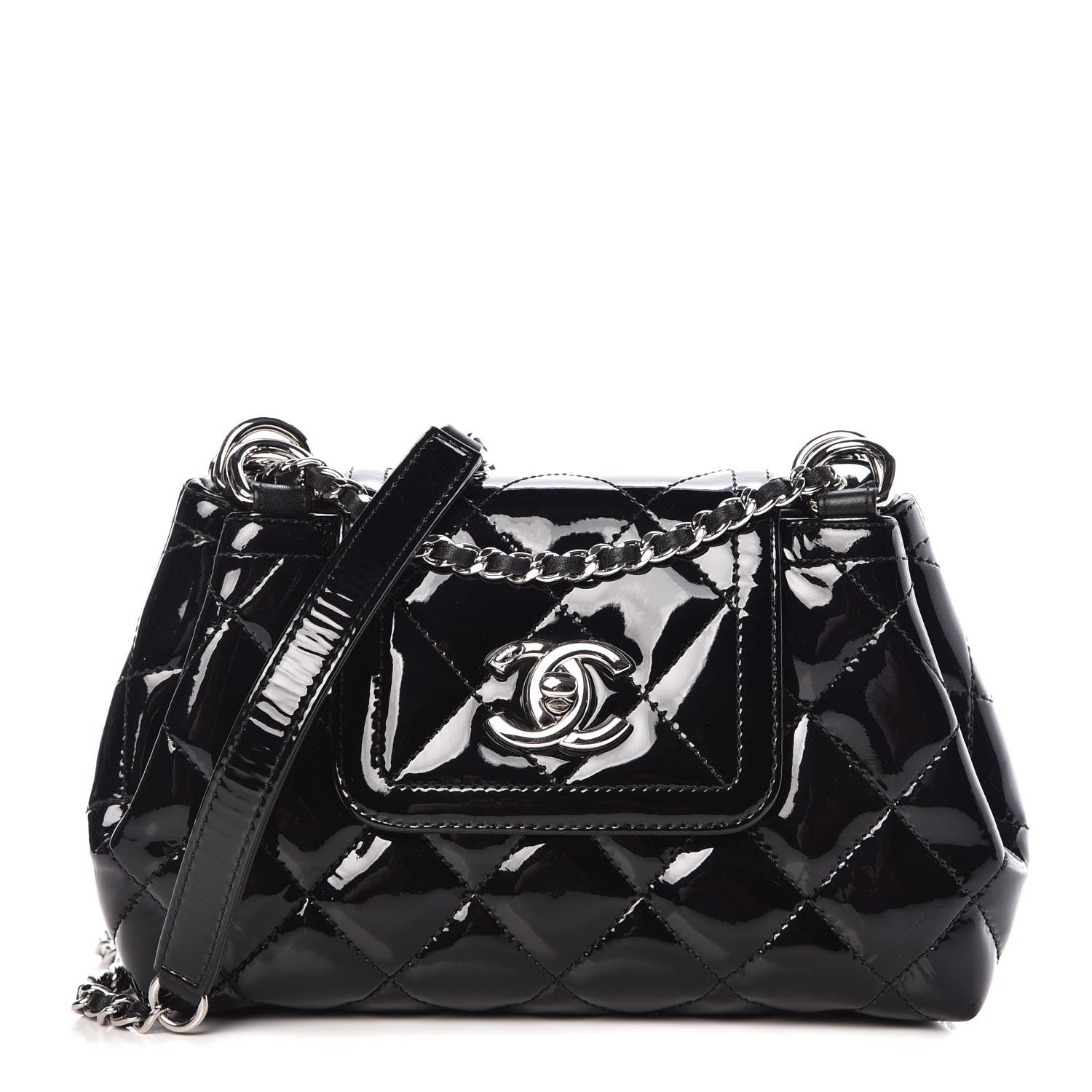 Chanel Patent Quilted Coco Shine Small Accordion Flap Black 1 of 11