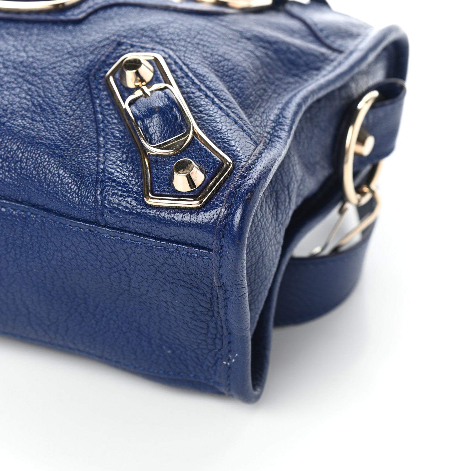 Balenciaga Chevre Gold Metallic Edge Hardware Mini City Bleu Roi 8 of 8