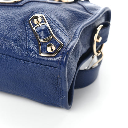 Balenciaga Chevre Gold Metallic Edge Hardware Mini City Bleu Roi 8 of 8