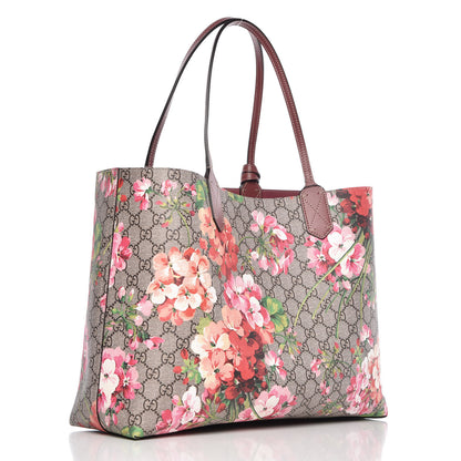 Gucci GG Supreme Monogram Blooms Medium Reversible Tote Beige Multicolor Dry Rose 4 of 13