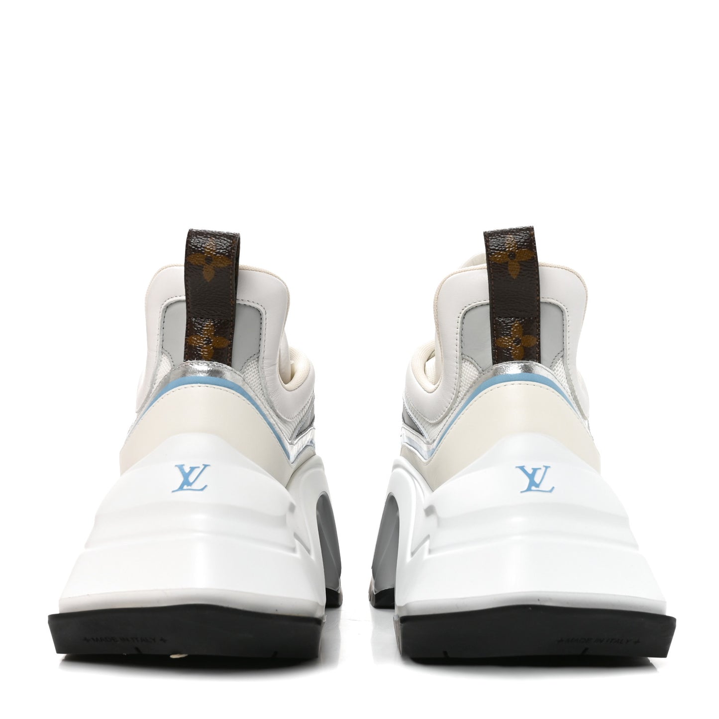 Calfskin Technical Nylon LV Archlight Sneakers 38 White Blue Gris