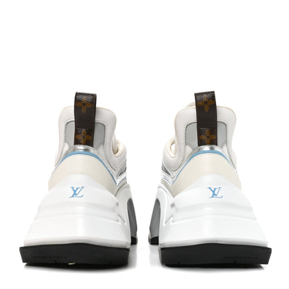 Louis Vuitton Calfskin Technical Nylon LV Archlight Sneakers 38 White Blue Gris 5 of 9