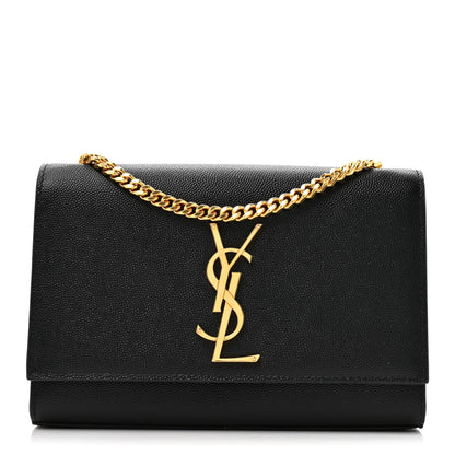 Saint Laurent Grain De Poudre Small Monogram Kate Satchel Black 1 of 12