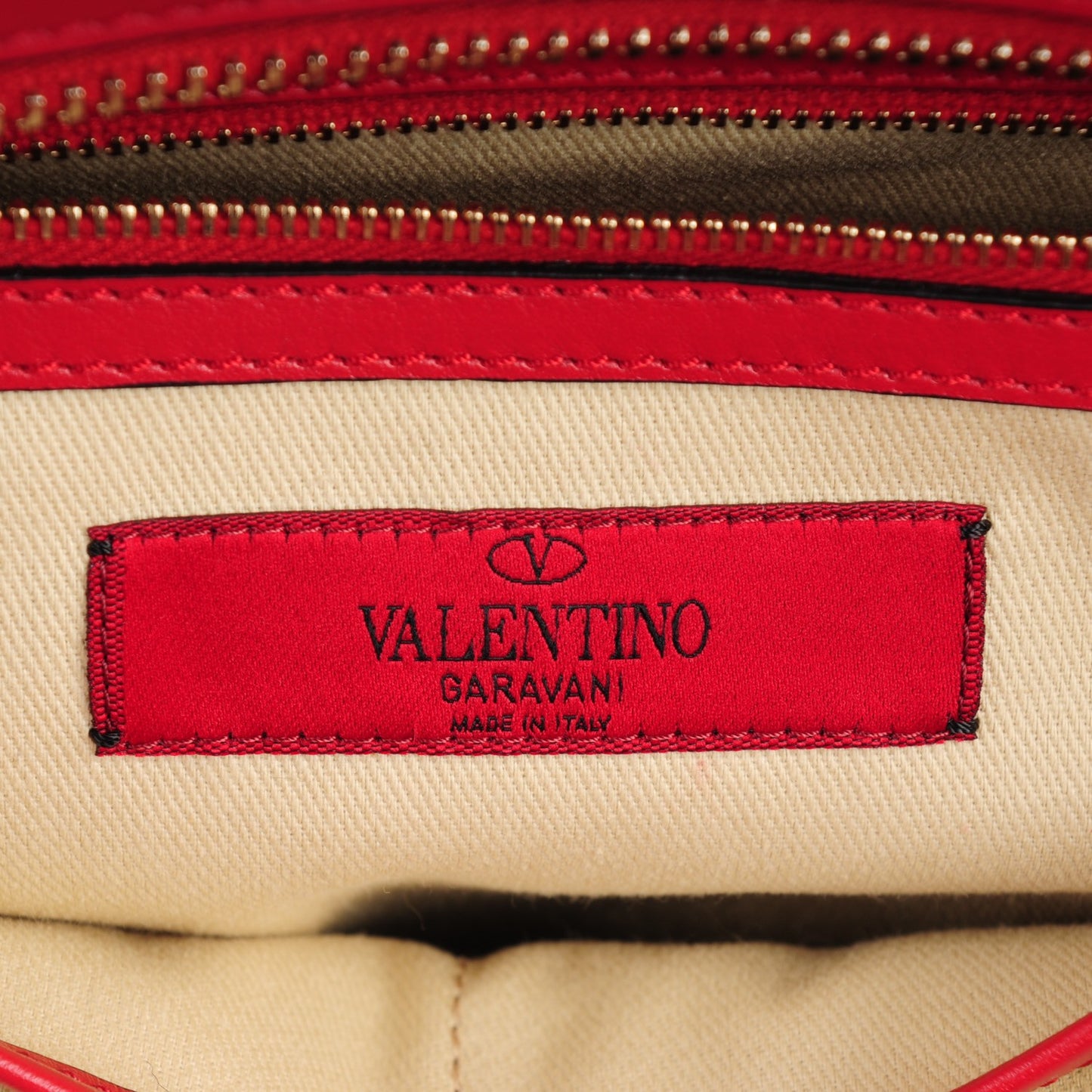 Vitello Rockstud Double Handle Tote Rosso Valentino