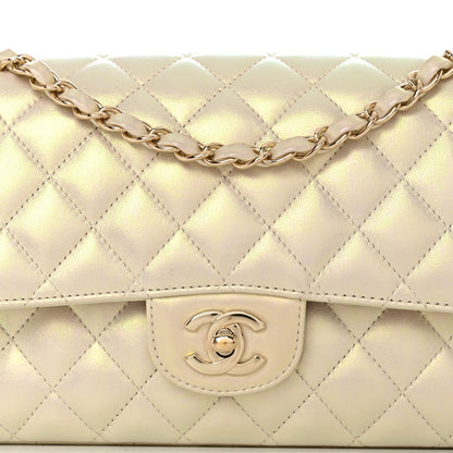 Chanel Iridescent Lambskin Quilted Medium Double Flap Ivory 8 of 12