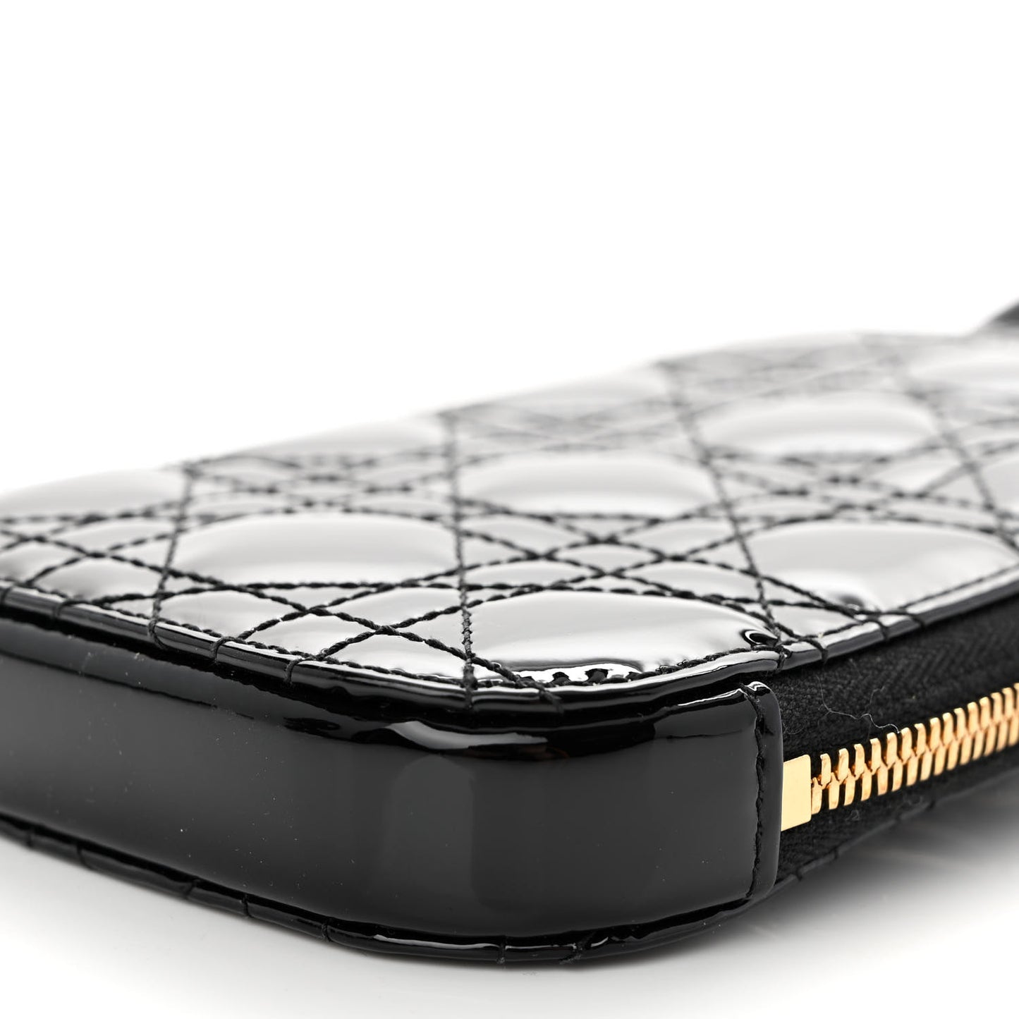 Patent Cannage Lady Dior Phone Holder Black