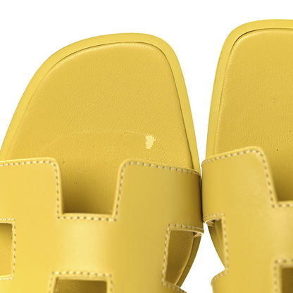 Hermes Box Calfskin Oran Sandals 36.5 Jaune Citron 10 of 10