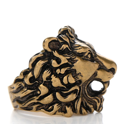 Gucci Metal Lion Head Ring 10.25 Aged Gold 4 of 8