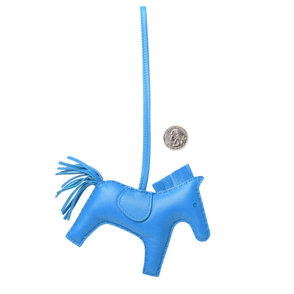 Hermes Milo Lambskin Grigri Rodeo Horse Bag Charm MM Bleu Zanzibar 2 of 3