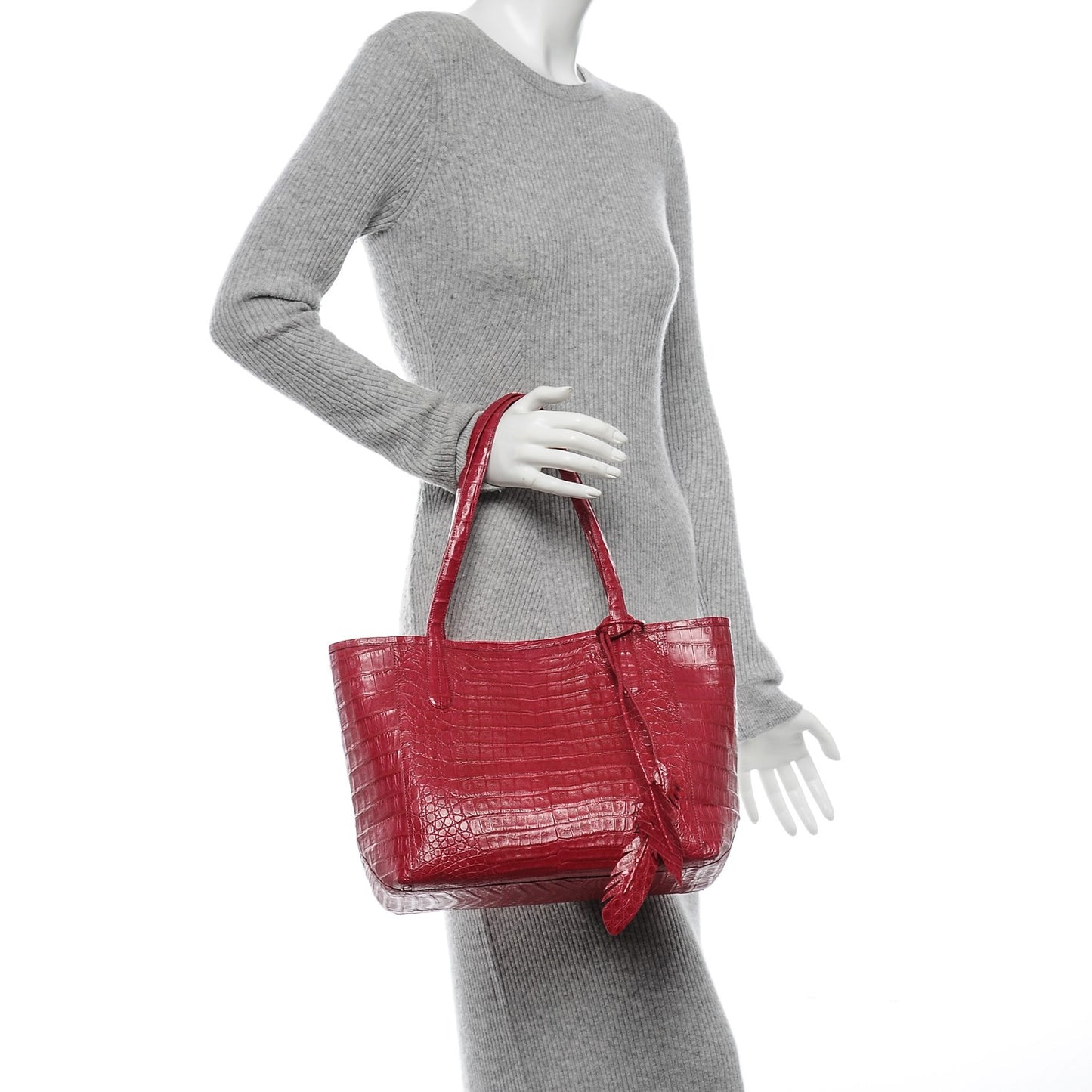 Crocodile Erica Crocodile Shopper Tote Pink
