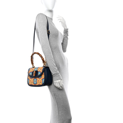 Gucci Calfskin Kaleidoscope Medium Bamboo 1947 Top Handle Bag Blue Orange Multicolor Blue Agata 2 of 10