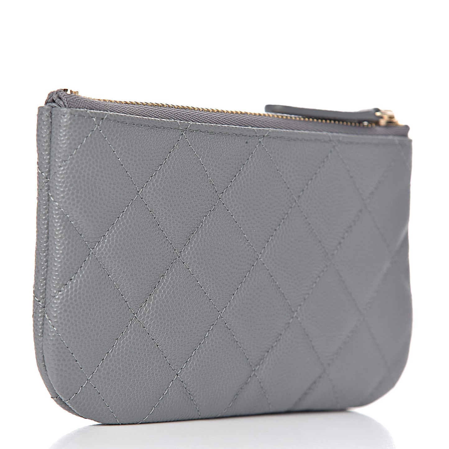 Caviar Quilted Small Cosmetic Case Grey