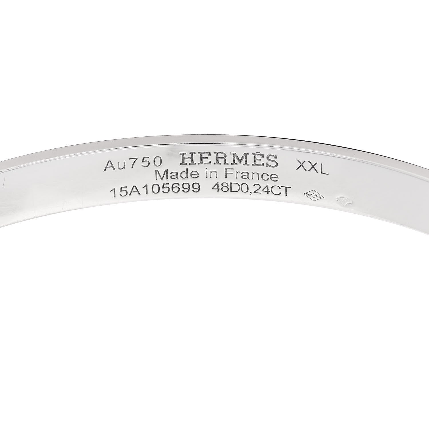 Hermes 18K White Gold Diamond PM Collier De Chien Bracelet XXL 3 of 4
