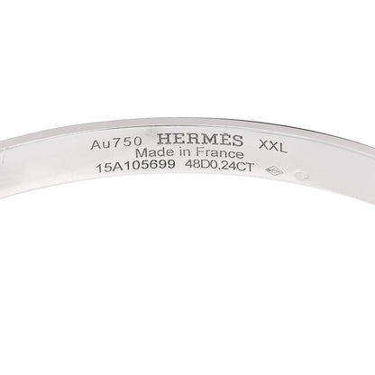 Hermes 18K White Gold Diamond PM Collier De Chien Bracelet XXL 3 of 4
