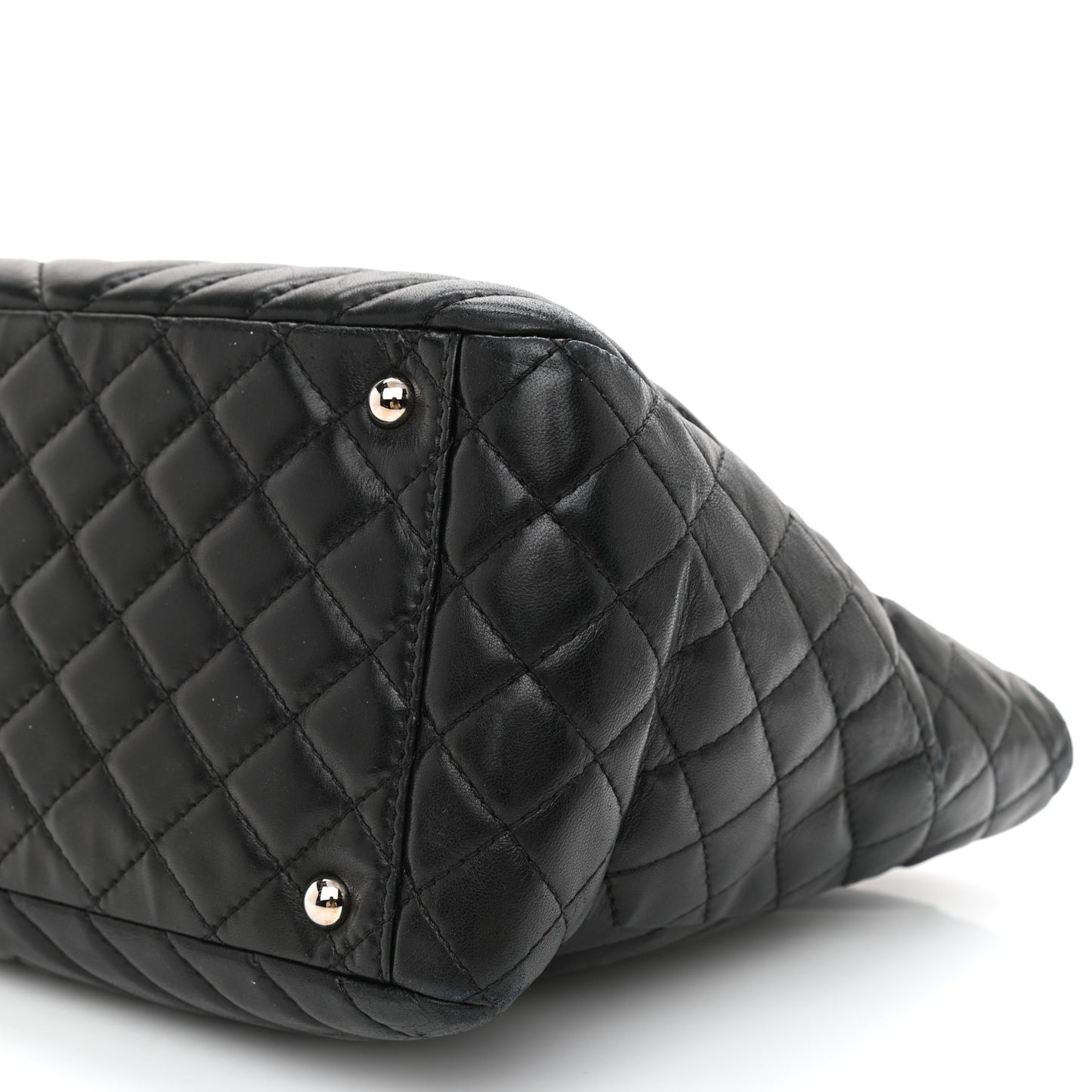 Lambskin Surpique Chevron Quilted Tote Black